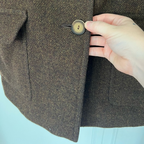 Vintage Eddie Bauer Wool Tweed Field Jacket Coat Women’s L USA Made Brown Cargo - Picture 4 of 12